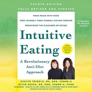 Green and yellow book with the title intuitive eating.