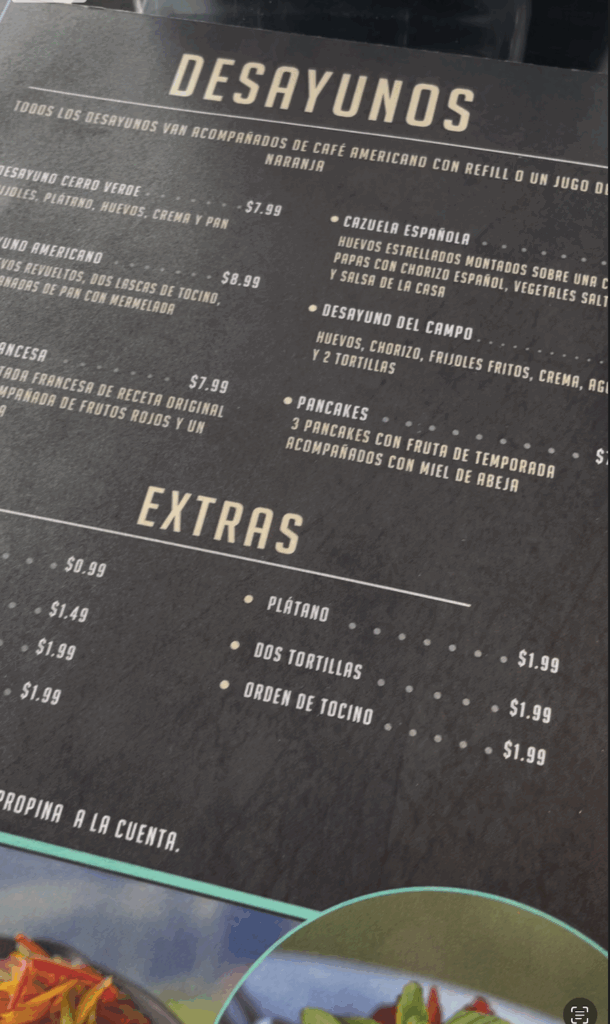 restaurant menu