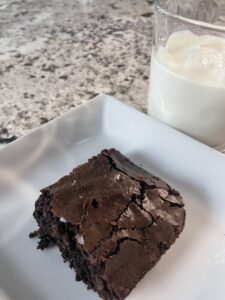 brownie & glass of milk for after-dinner cravings